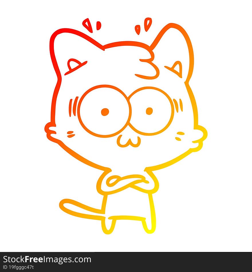 warm gradient line drawing cartoon surprised cat