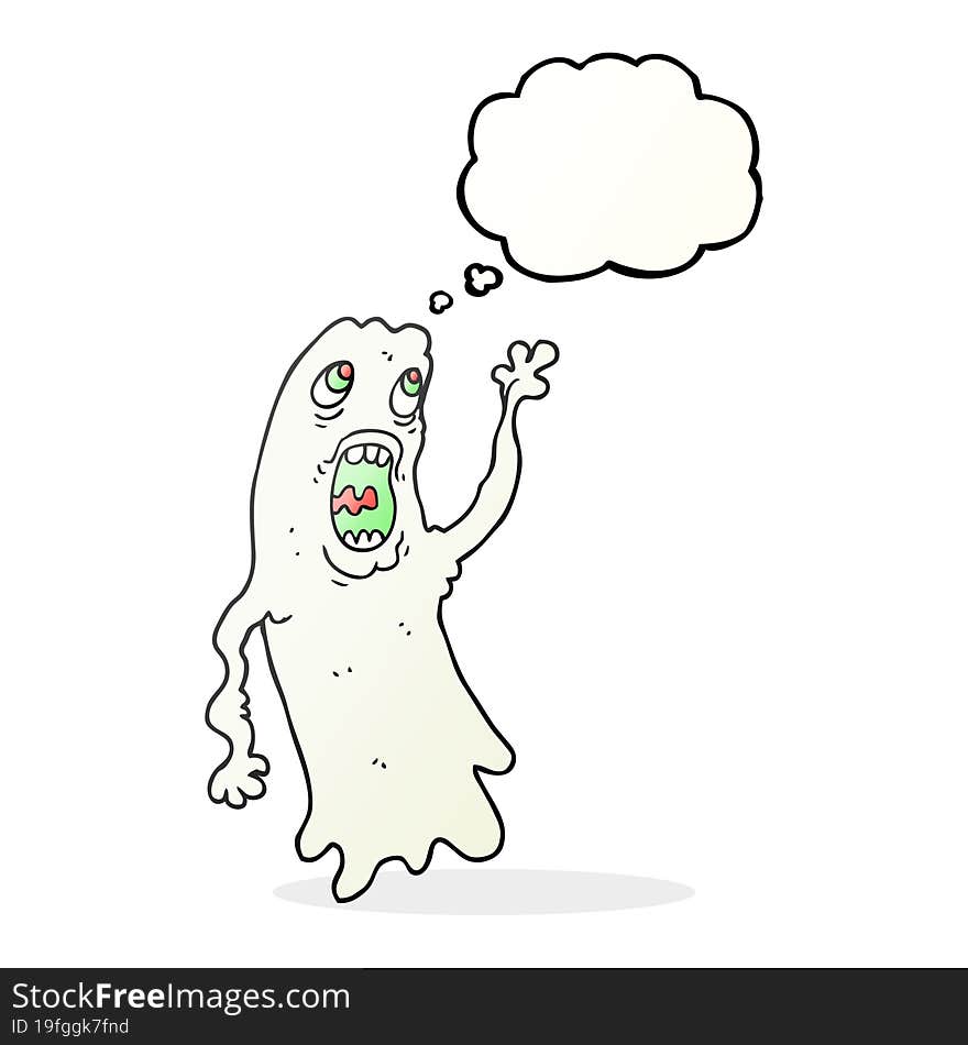 freehand drawn thought bubble cartoon ghost