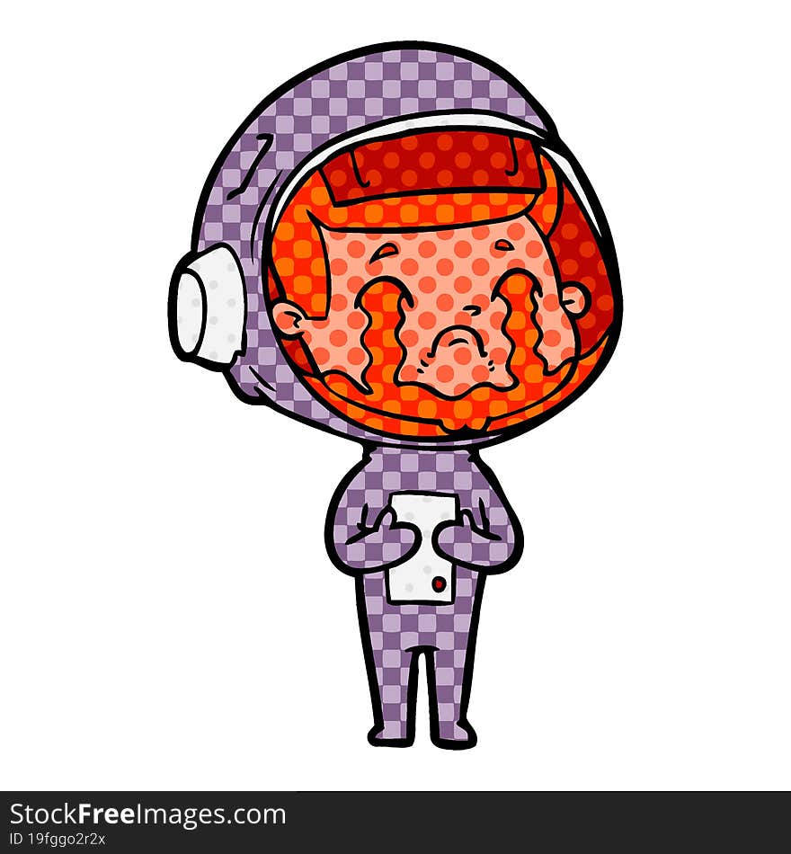 cartoon crying astronaut. cartoon crying astronaut