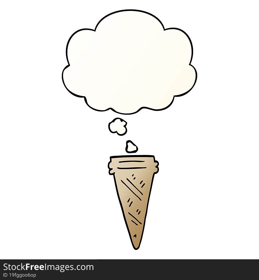 cartoon ice cream cone and thought bubble in smooth gradient style