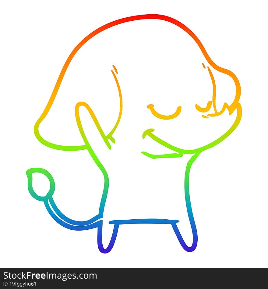 rainbow gradient line drawing cartoon smiling elephant