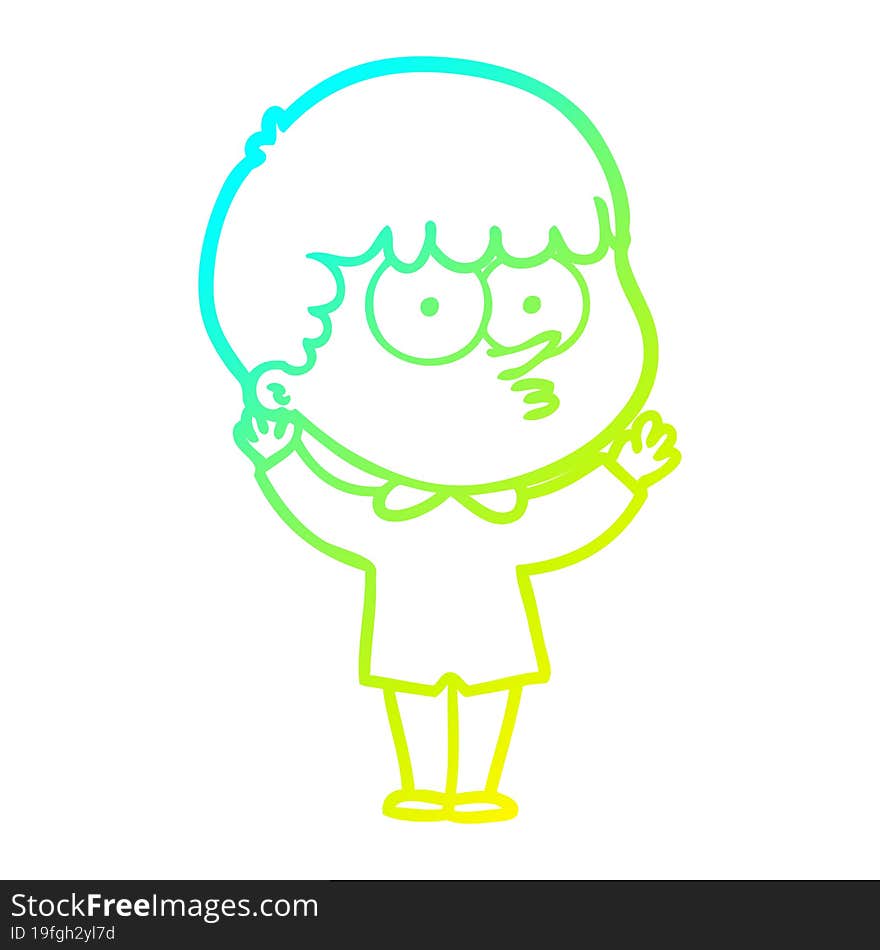 cold gradient line drawing cartoon curious boy