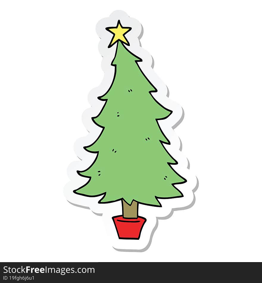 Sticker Of A Cartoon Christmas Tree