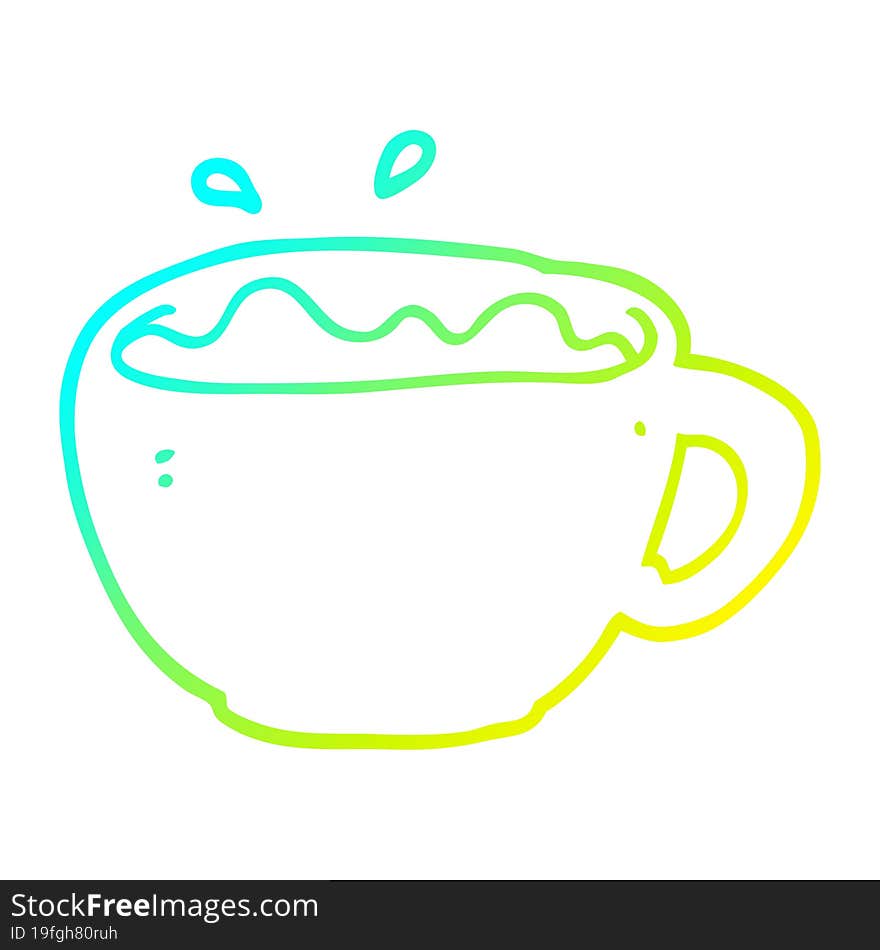 cold gradient line drawing cartoon coffee cup