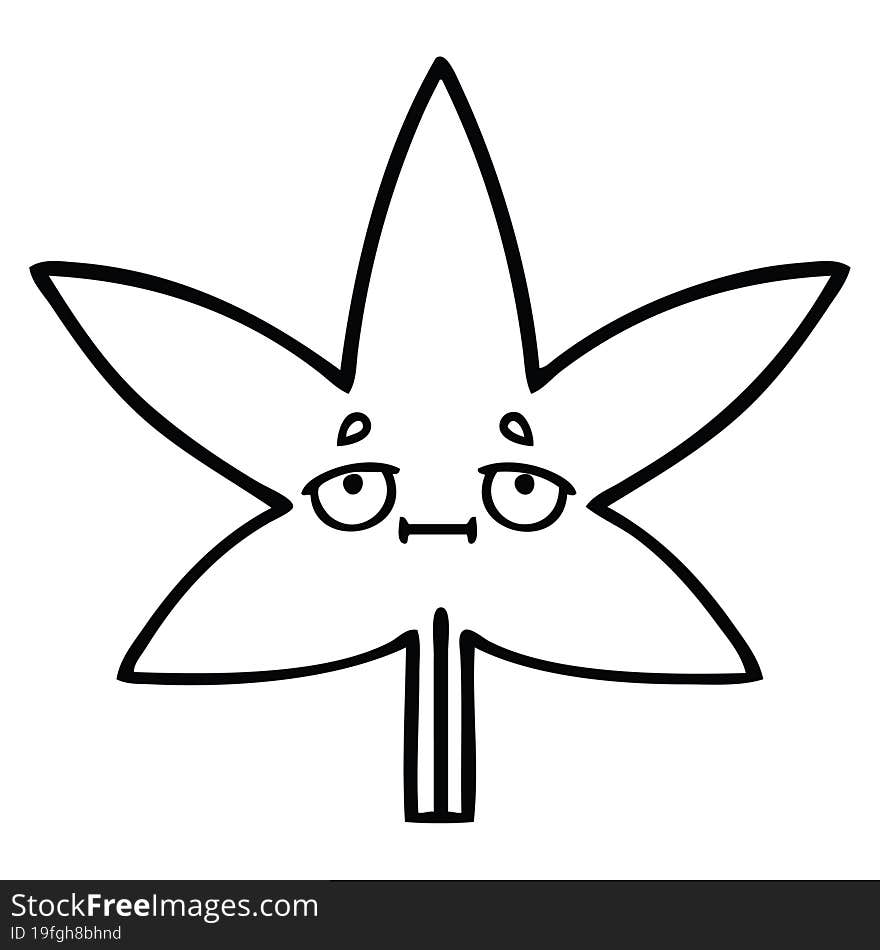 line drawing cartoon marijuana leaf