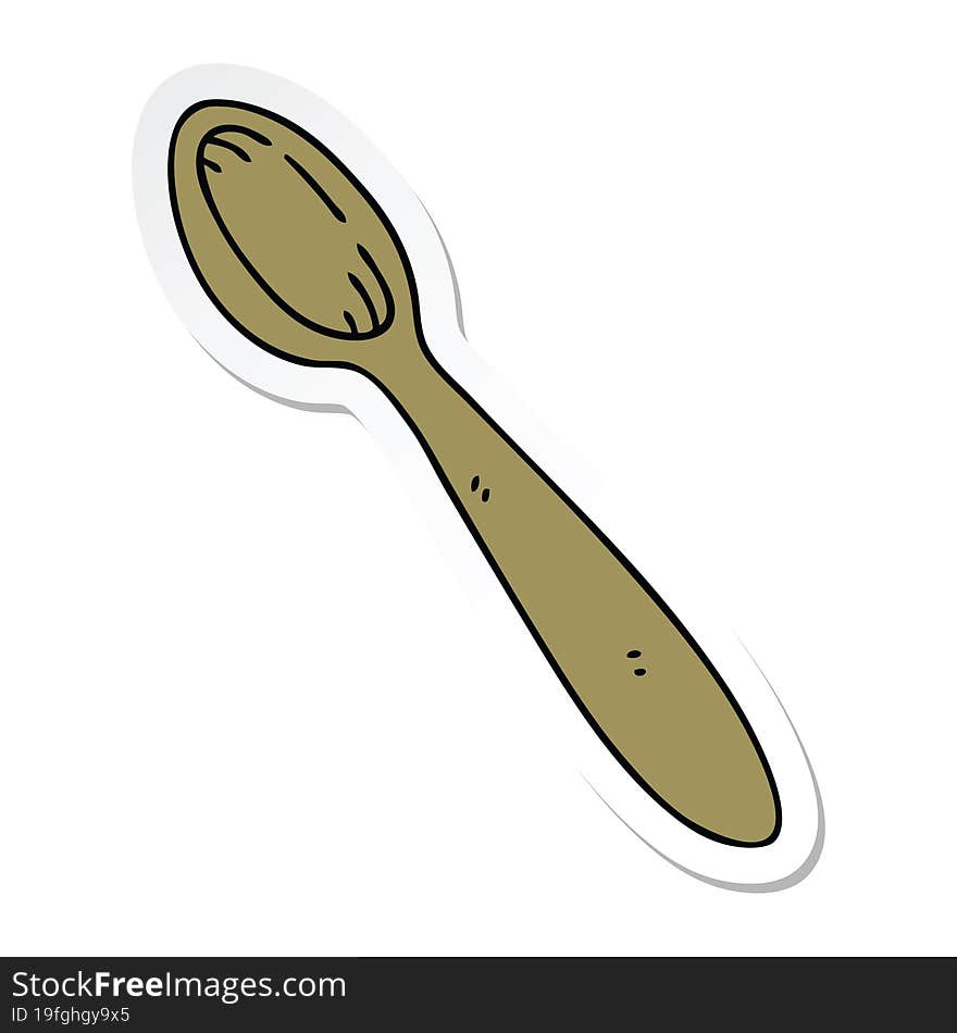 sticker of a quirky hand drawn cartoon wooden spoon