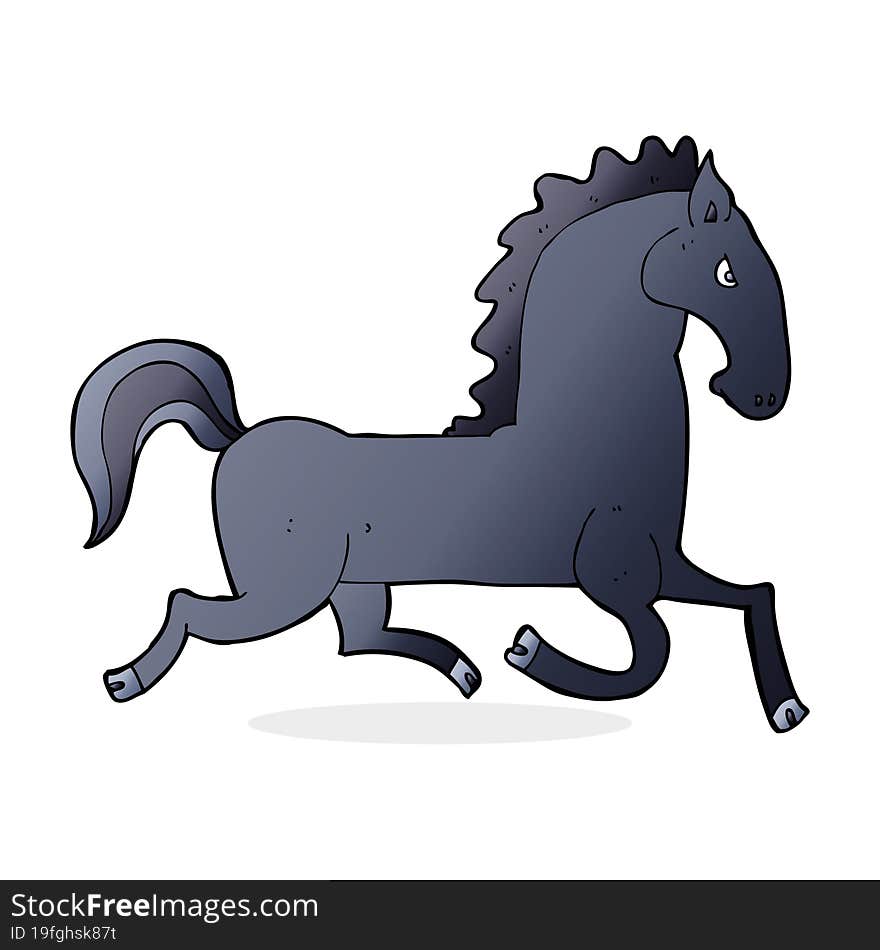 cartoon running black stallion