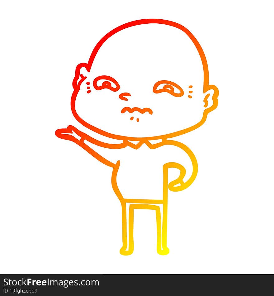 warm gradient line drawing cartoon nervous man