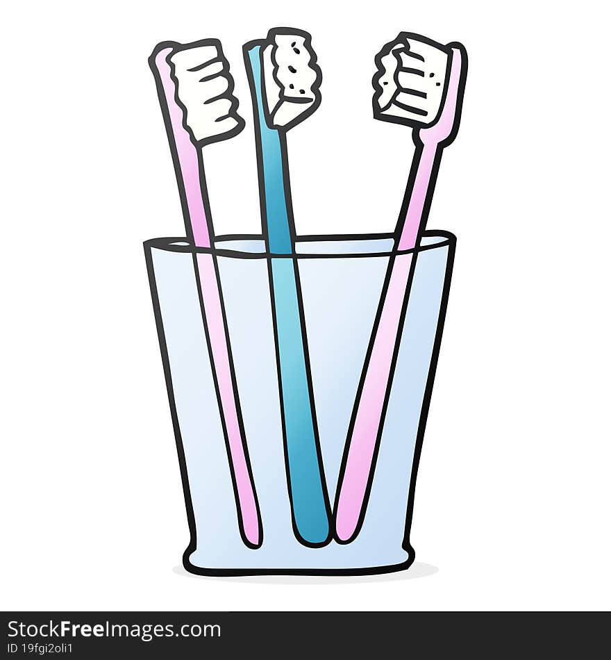 Cartoon Glass And Toothbrushes