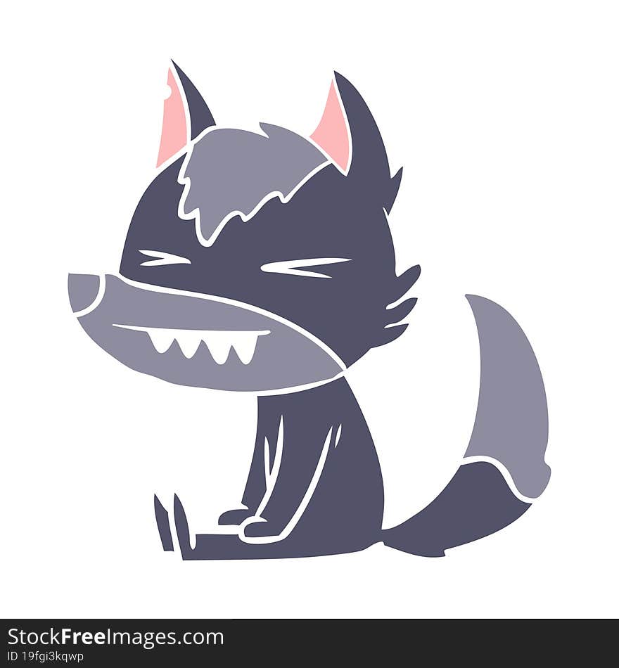 Angry Wolf Flat Color Style Cartoon