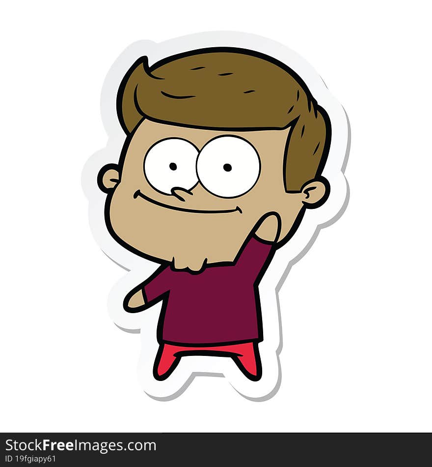 sticker of a cartoon happy man