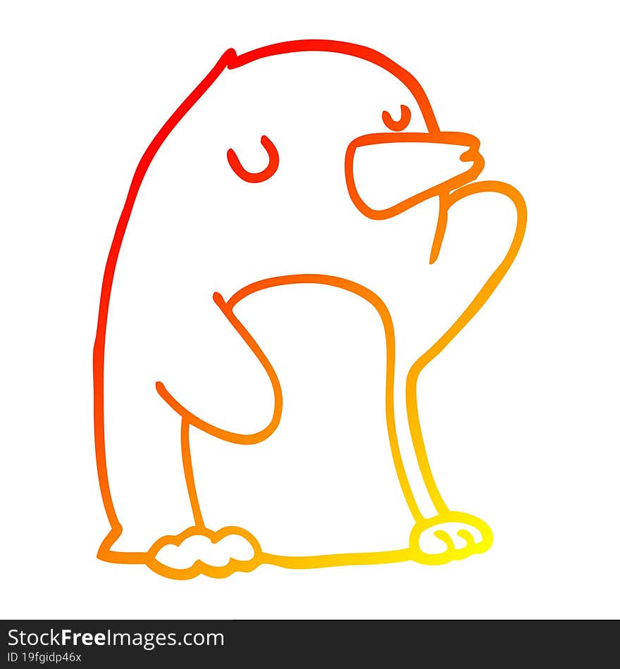 Warm Gradient Line Drawing Cartoon Penguin