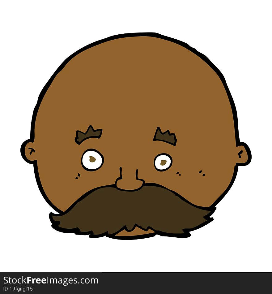 cartoon bald man with mustache