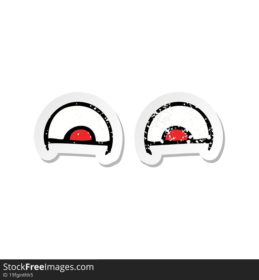 retro distressed sticker of a cartoon red eyes