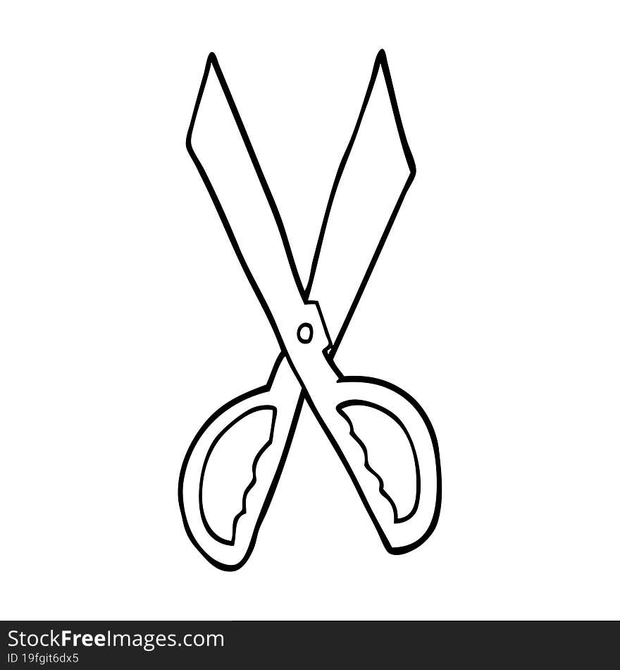 line drawing cartoon sewing scissors