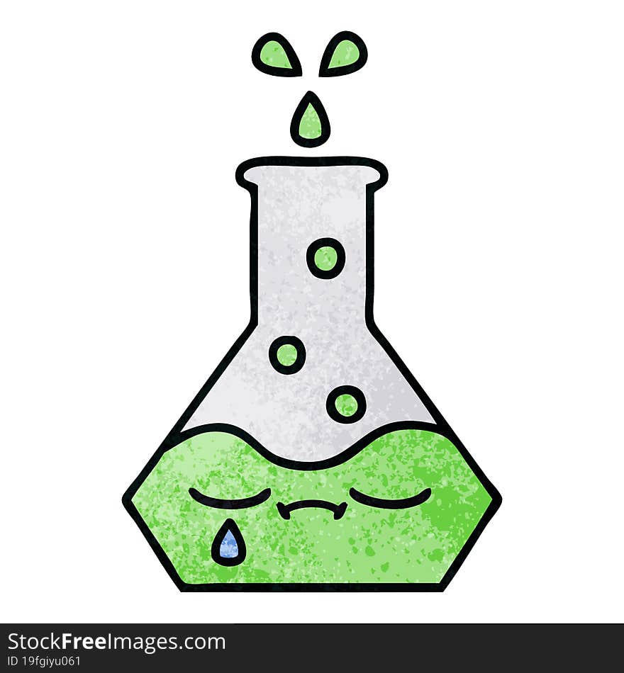 Retro Grunge Texture Cartoon Science Beaker