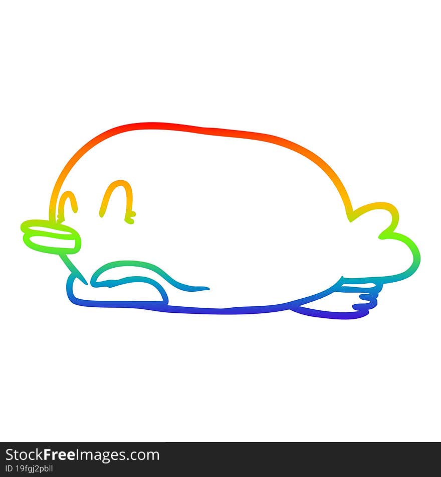 Rainbow Gradient Line Drawing Penguin Lying On Belly