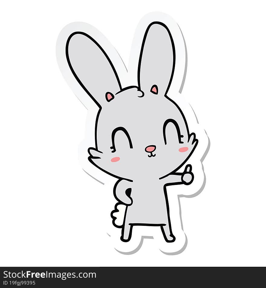 Sticker Of A Cute Cartoon Rabbit