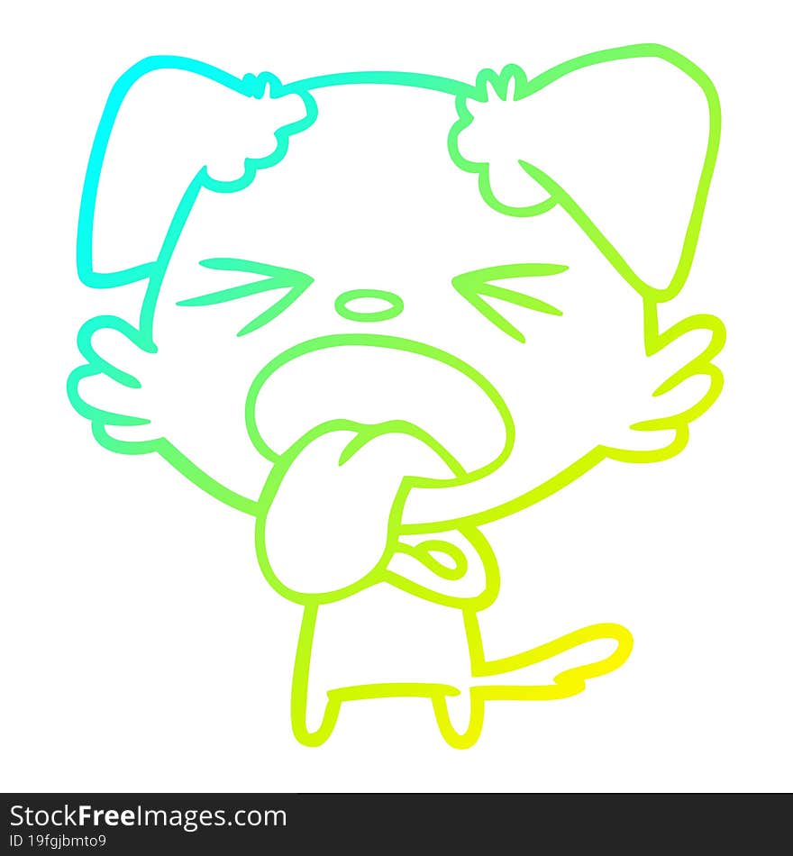 cold gradient line drawing cartoon disgusted dog