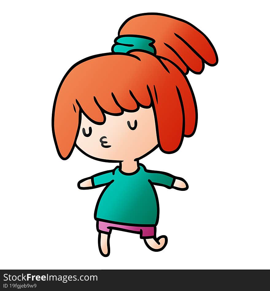 gradient cartoon illustration of a cute kawaii girl. gradient cartoon illustration of a cute kawaii girl