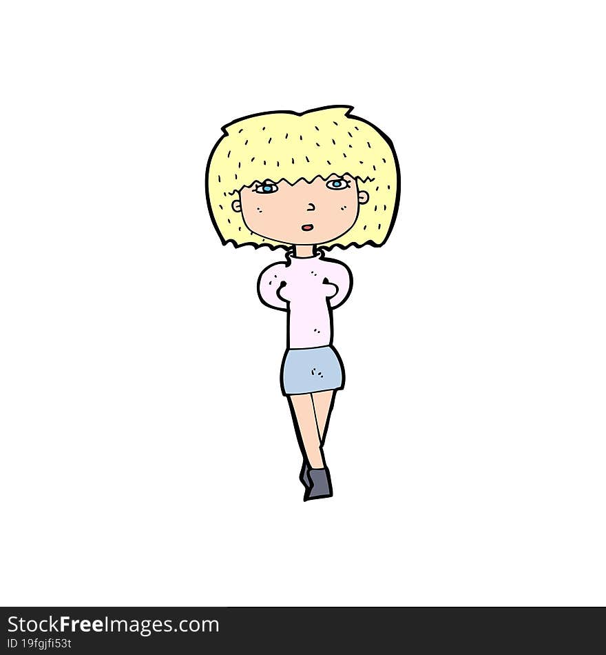 cartoon shy woman