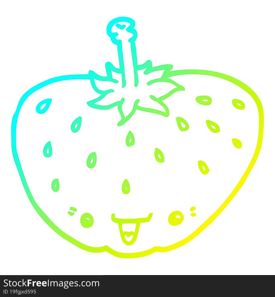 Cold Gradient Line Drawing Cartoon Strawberry