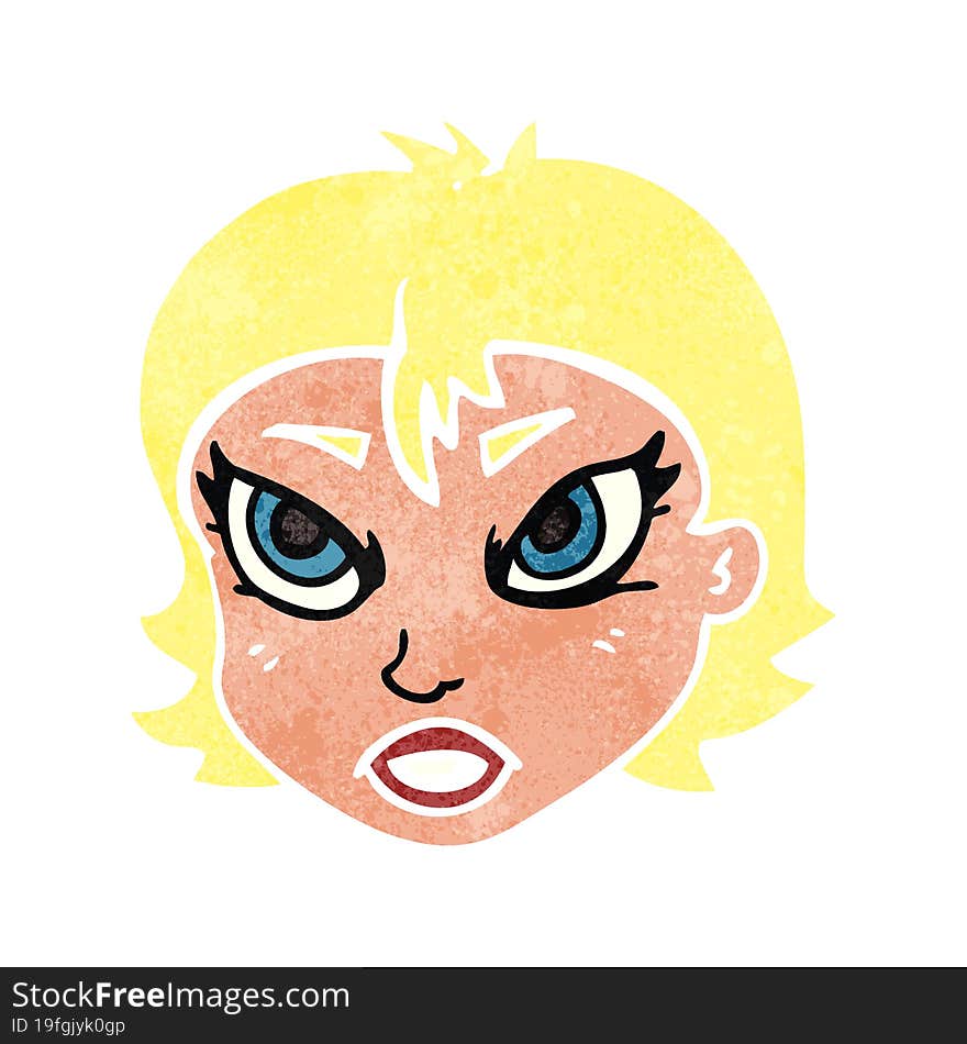 retro cartoon angry female face