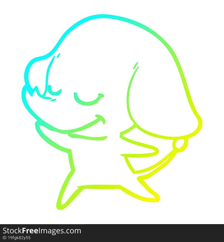 cold gradient line drawing cartoon smiling elephant