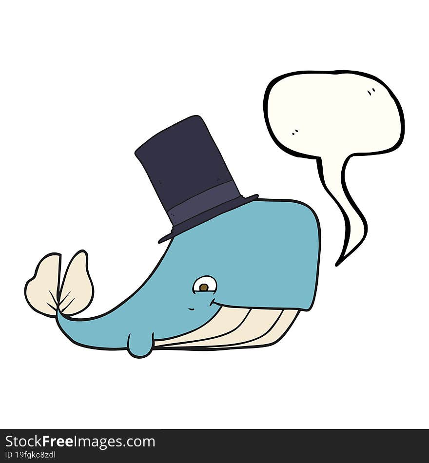 speech bubble cartoon whale in top hat