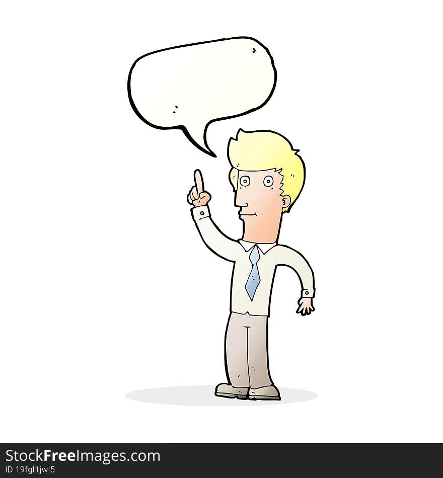 Cartoon Friendly Man With Idea With Speech Bubble