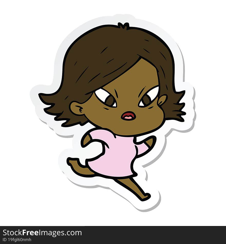 sticker of a cartoon stressed woman