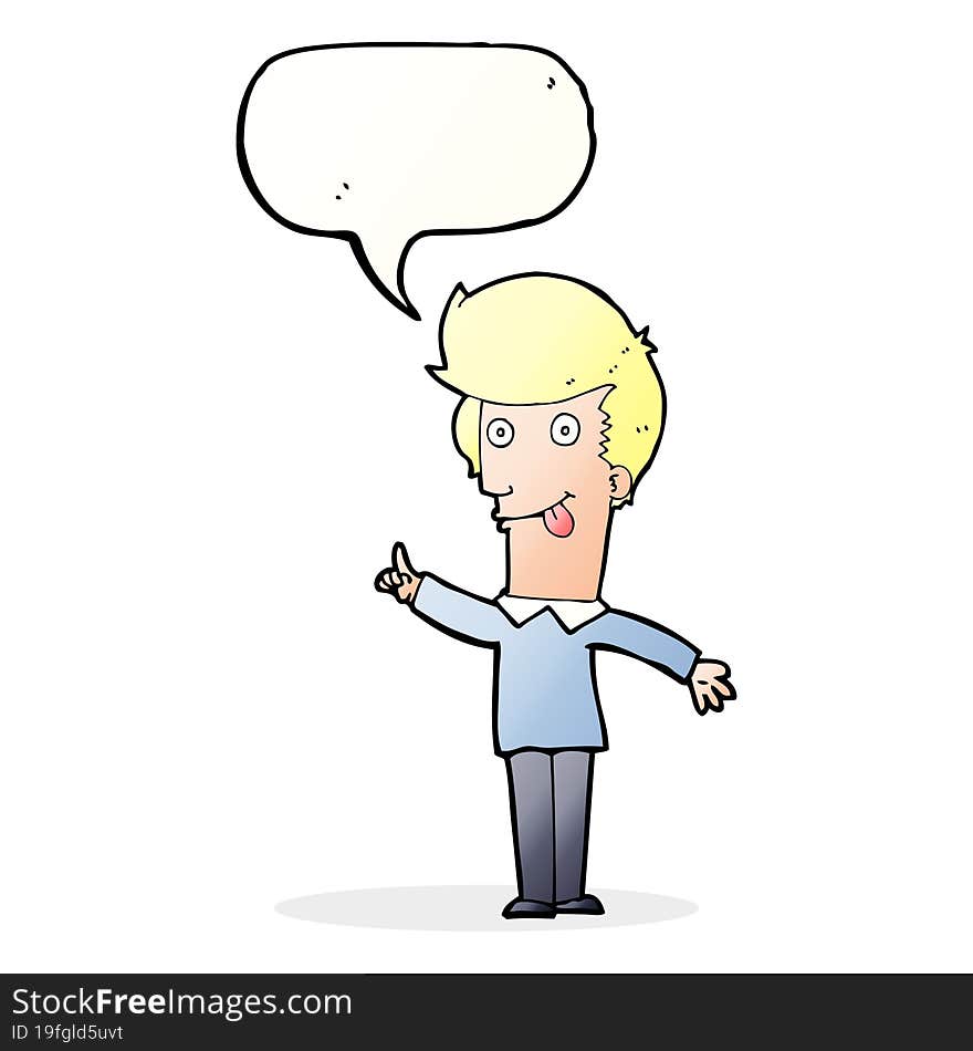 Cartoon Funny Man With Idea With Speech Bubble