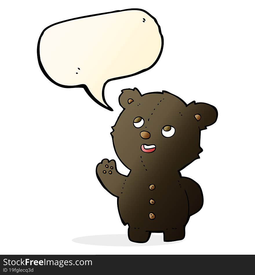 cartoon cute black bear cub with speech bubble