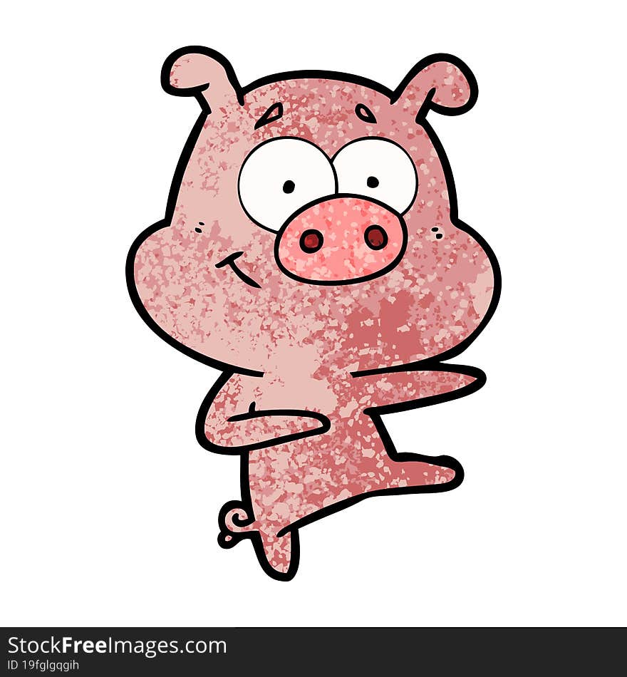 cartoon pig pointing. cartoon pig pointing