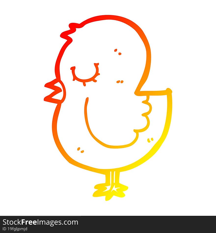 warm gradient line drawing of a cartoon bird