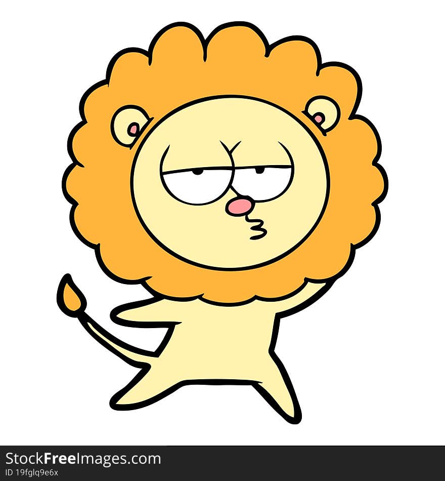 cartoon bored lion. cartoon bored lion