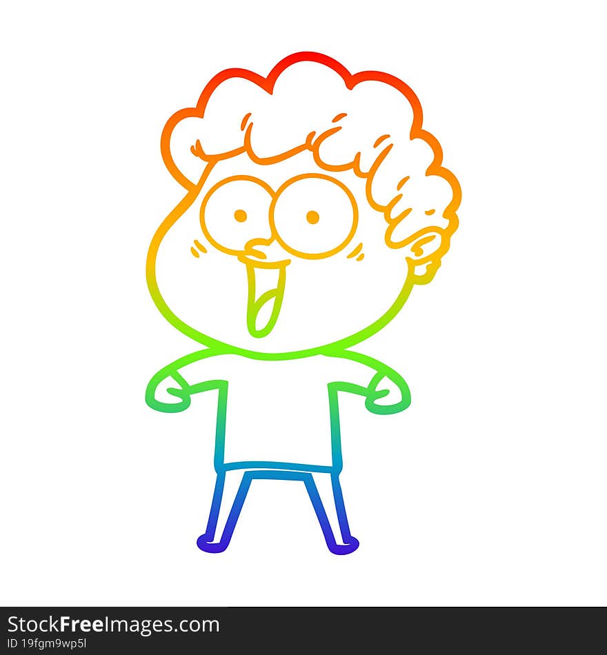 rainbow gradient line drawing cartoon happy man