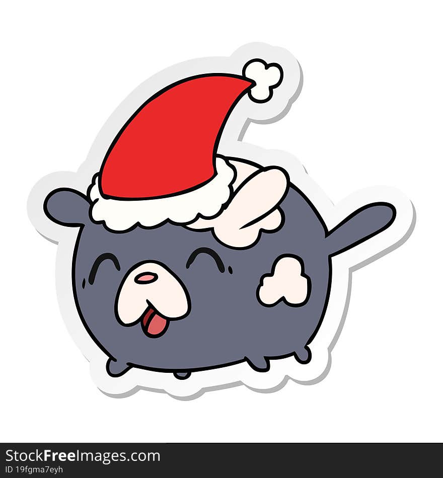 christmas sticker cartoon of kawaii dog