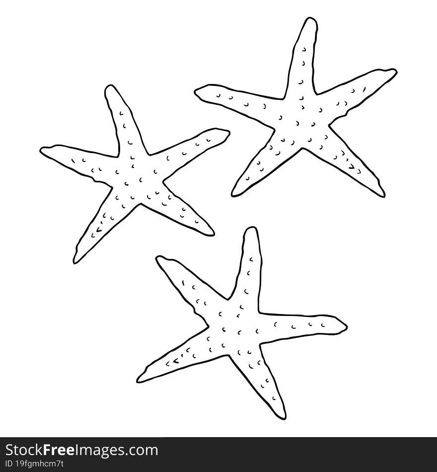 black and white cartoon starfish