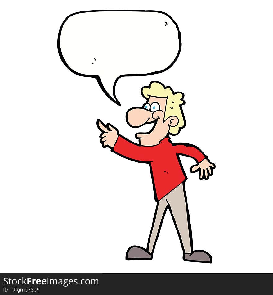 cartoon man pointing and laughing with speech bubble