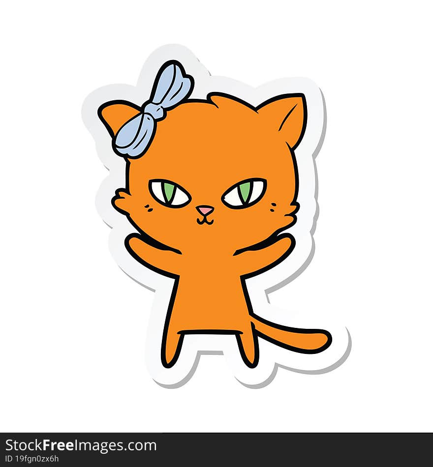 sticker of a cute cartoon cat