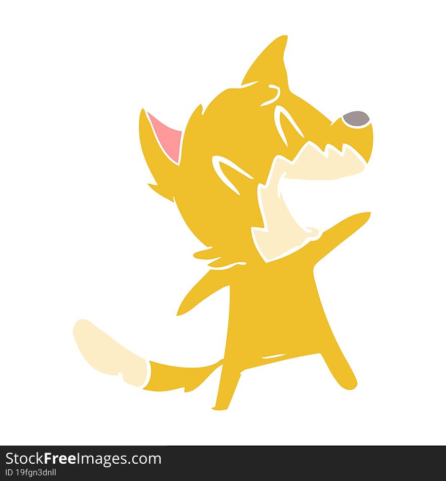 laughing fox flat color style cartoon