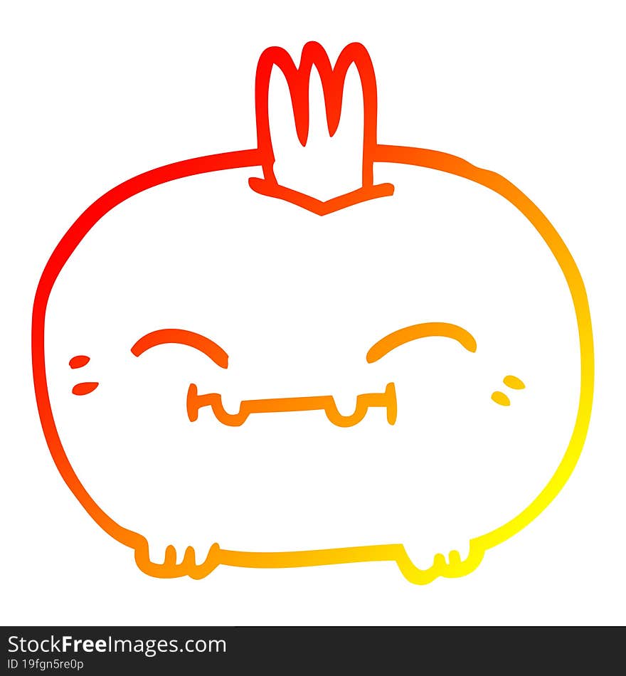 warm gradient line drawing of a cartoon happy root vegetable