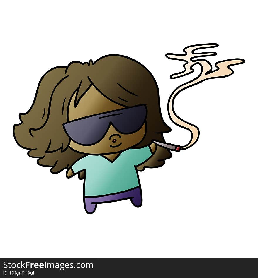 Gradient Cartoon Cute Kawaii Smoking A Joint