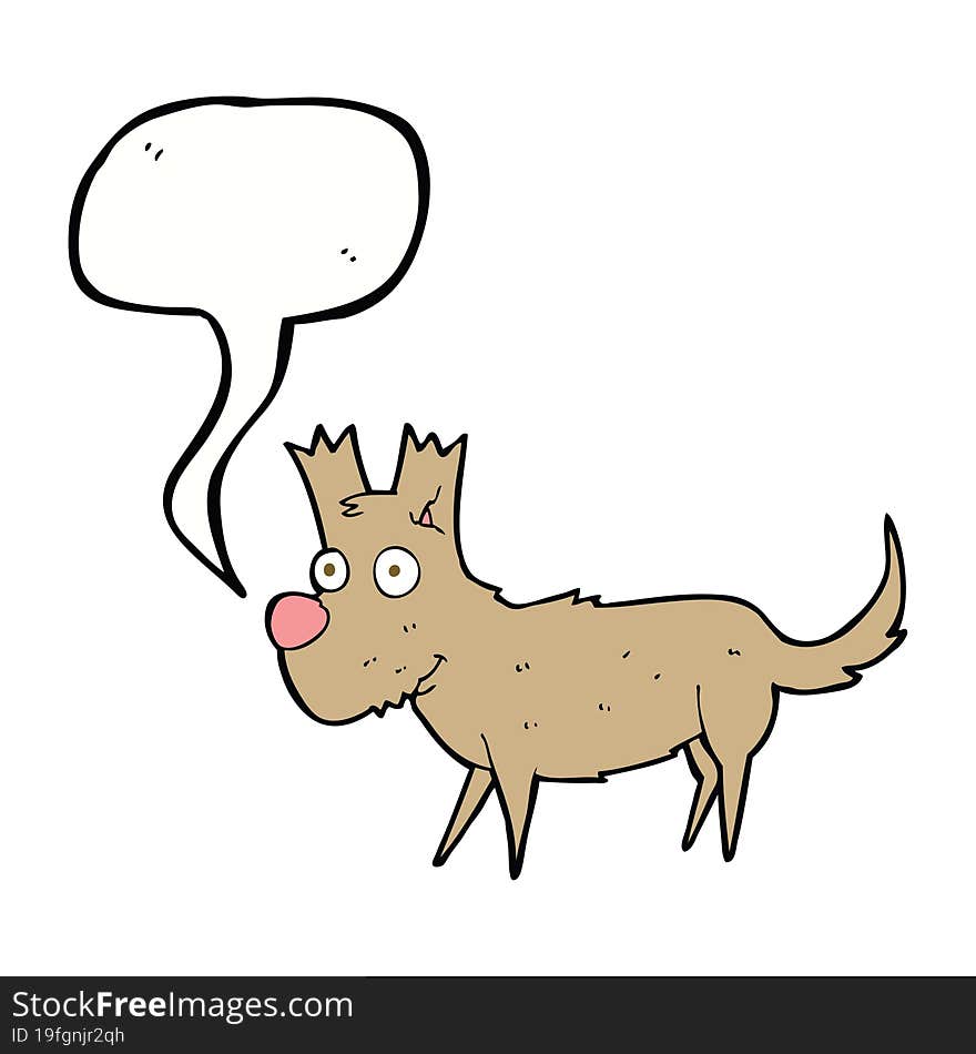 cartoon cute little dog with speech bubble