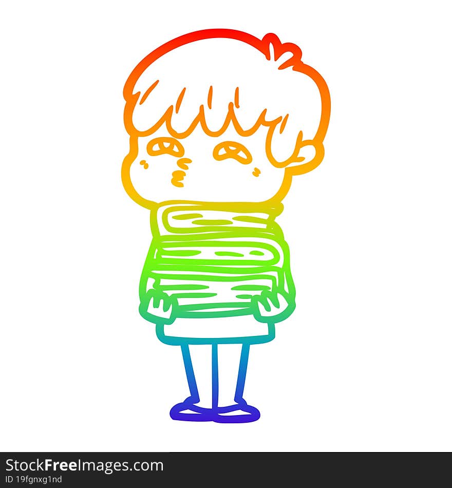 rainbow gradient line drawing cartoon curious man