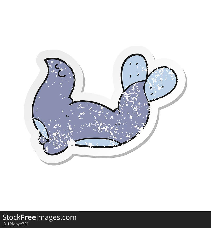 retro distressed sticker of a cartoon seal