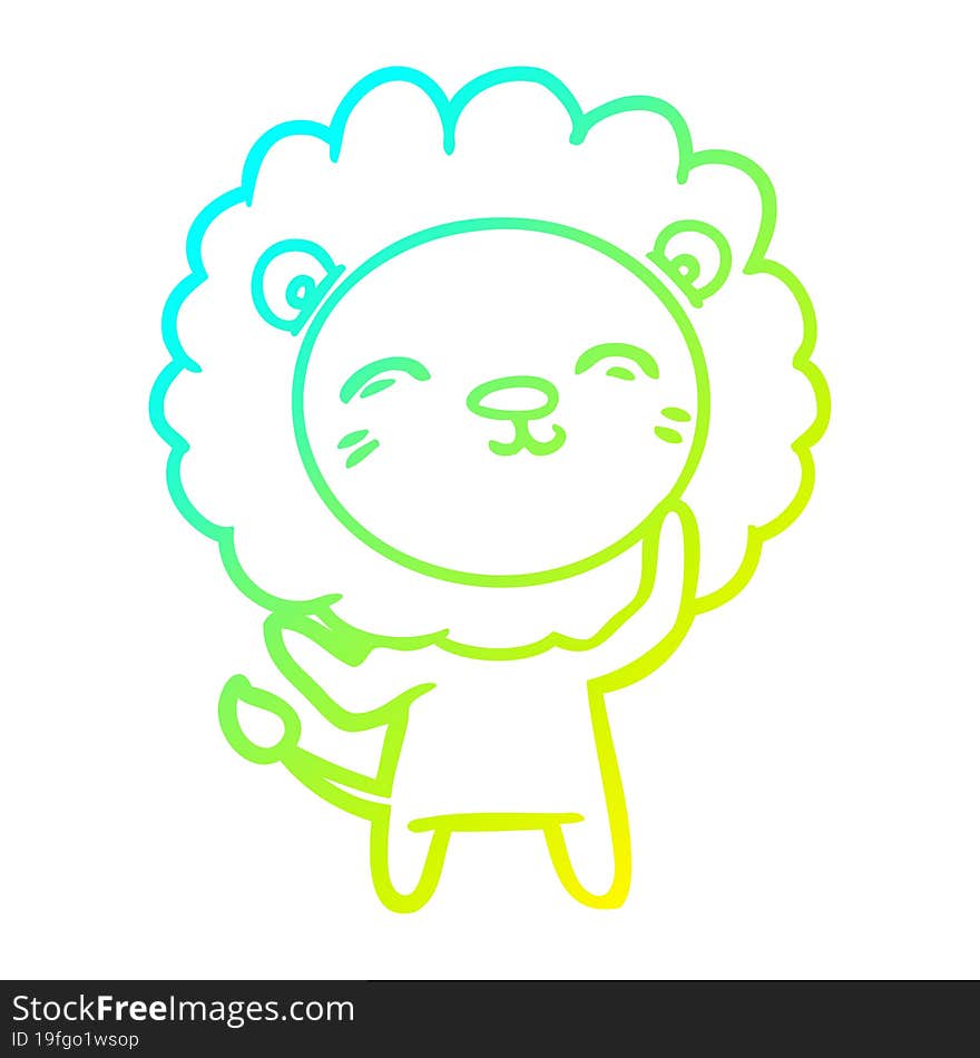 cold gradient line drawing of a cartoon lion