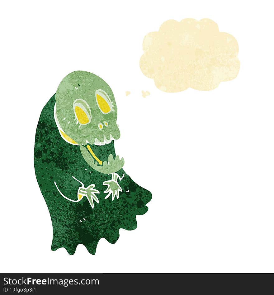 Cartoon Spooky Ghoul With Thought Bubble