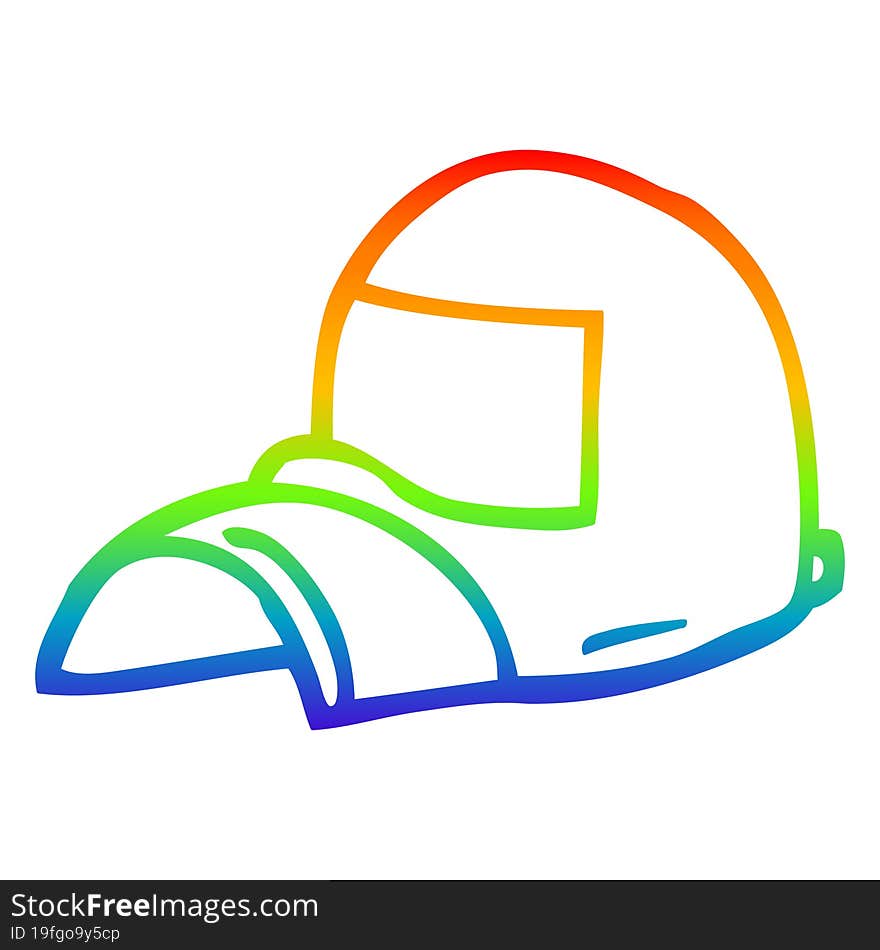 rainbow gradient line drawing cartoon cap